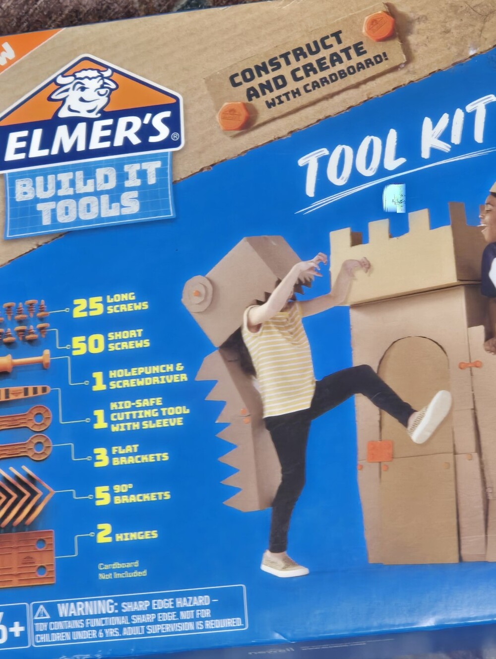 ELMER'S Build It Tools Kids Cardboard Tool Kit - Blue & Orange